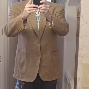 Barrington Sports Coat Men’s 44 L Tan Tweed Wool Blazer Business Jacket VTG.